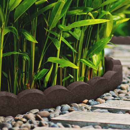 Rubber Garden Border Flexible Scalloped Edging 120cm Curved Lawn Flower Bed Path Separator Durable Weatherproof