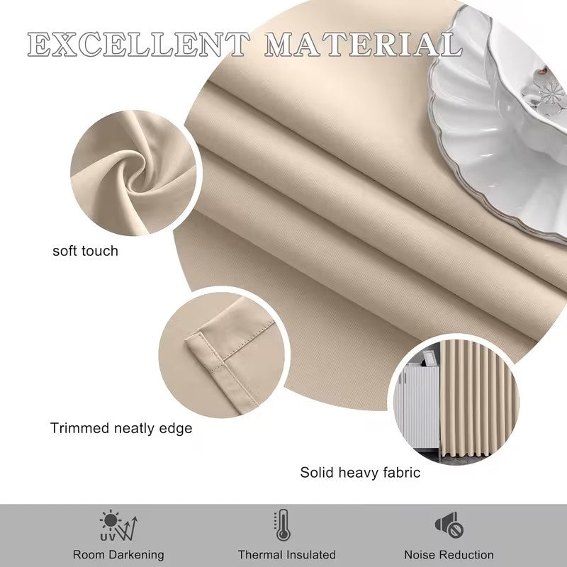2pcs Premium Blackout Pencil Pleat Curtains – Heavy Duty Thermal Insulated Window Drapes with Matching Ties, Noise Reducing, Energy Saving & UV Blocking, Perfect for Bedroom & Living Room