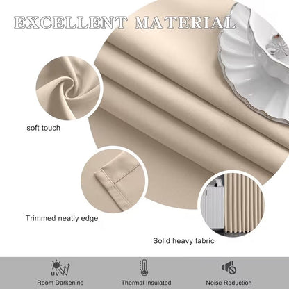 2pcs Premium Blackout Pencil Pleat Curtains – Heavy Duty Thermal Insulated Window Drapes with Matching Ties, Noise Reducing, Energy Saving & UV Blocking, Perfect for Bedroom & Living Room
