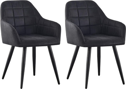 High Back Dining Chairs Set of 2 Faux Suede Padded Seat | Metal Legs Anti-Scratch Feet | UK Fire Safety Compliant | Home & Restaurant Use | 4 Colours | Adrian