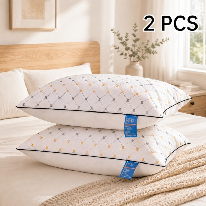 2pcs Ultra Soft Bed Pillows, Sleeping Pillows, Star Embroidery Design, Vacuum Sealed Compressed Pack, Skin-Friendly & Breathable, Machine Washable All-Season Bedding, Perfect for Bedroom, Guest Room & Hotel Use