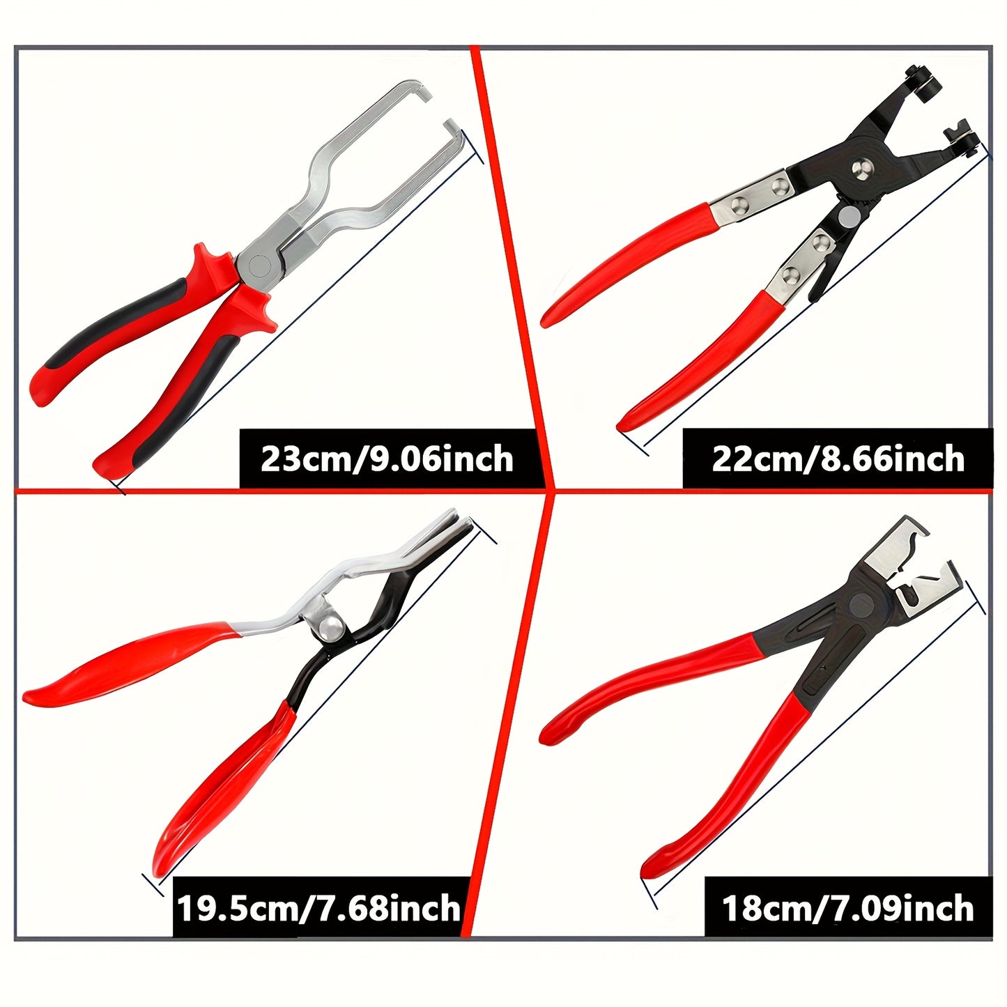 4pcs Set of Multifunctional Hose Clamp Pliers – Fuel Line Disconnection And Removal Tool Set for Car Maintenance, Suitable for Car And Truck Maintenance, Industrial And Home Repairs, Disassembly Tools, Fuel Water Pipe Maintenance