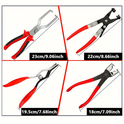 4pcs Set of Multifunctional Hose Clamp Pliers – Fuel Line Disconnection And Removal Tool Set for Car Maintenance, Suitable for Car And Truck Maintenance, Industrial And Home Repairs, Disassembly Tools, Fuel Water Pipe Maintenance