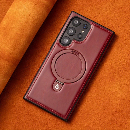 Phone Case - Vintage Synthetic Faux Leather Magnetic Case for Samsung Galaxy S25 S24 Ultra S23 S22 Plus Wireless Charging Shock-Resistant Phone Protector