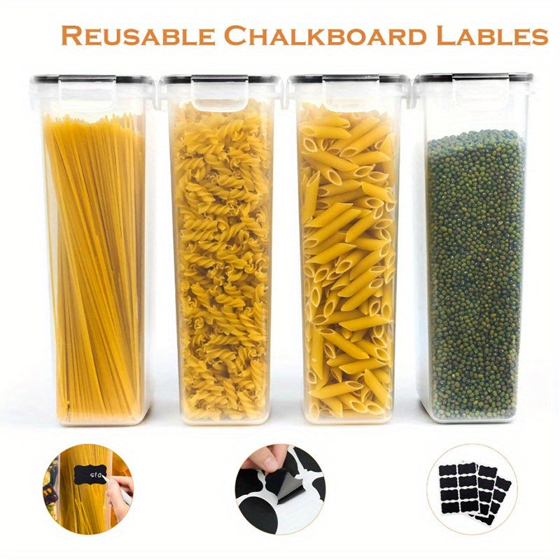 48/46/12/60/84pcs Air-tight Crisper with Lid, Label And Marker, Plastic Kitchen Pantry Storage Container for Sugar, Flour And Baking Supplies, Kitchen Supplies, to Keep Food Fresh And Organized, (24/23/6/30/42Jars +24/23/6/30/42LIDS), Packaging Box