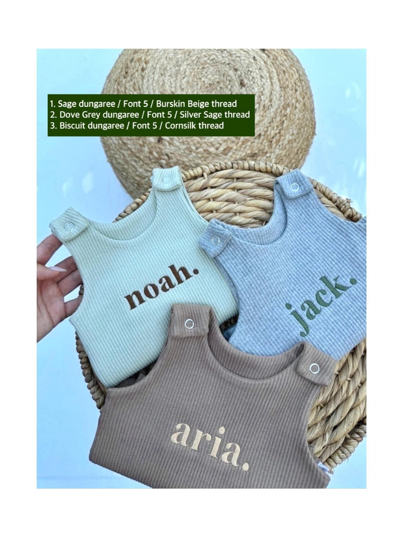 Soft Cotton Baby Dungarees, Personalised or Plain, Embroidered, 9 Colours, From Newborn to 3 Years - Ideal Baby Shower Gifts, Personalised Baby Gifts, Baby Clothes, New Baby Gifts