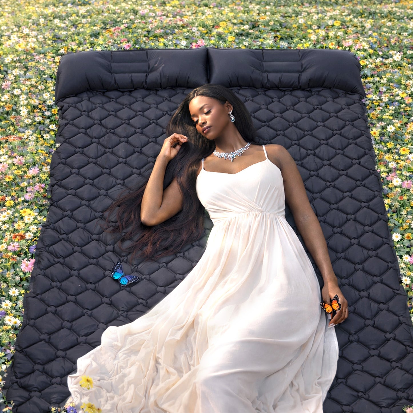 Camping Double Sleeping Pad - Ultra-Light Camping inflatable sleeping pad with Foot Pump, Compact Inflatable Portable Mat for Backpacking, Hiking, Car Travel, Beach, And Tent