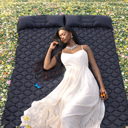 Camping Double Sleeping Pad - Ultra-Light Camping inflatable sleeping pad with Foot Pump, Compact Inflatable Portable Mat for Backpacking, Hiking, Car Travel, Beach, And Tent