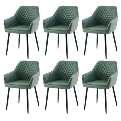 Velvet Dining Chairs with Armrests & Black Metal Legs, Upholstered Armchair 120kg Capacity 43x55x81cm, Set of 1 2 4 or 6 for Dining Room Kitchen Living Room