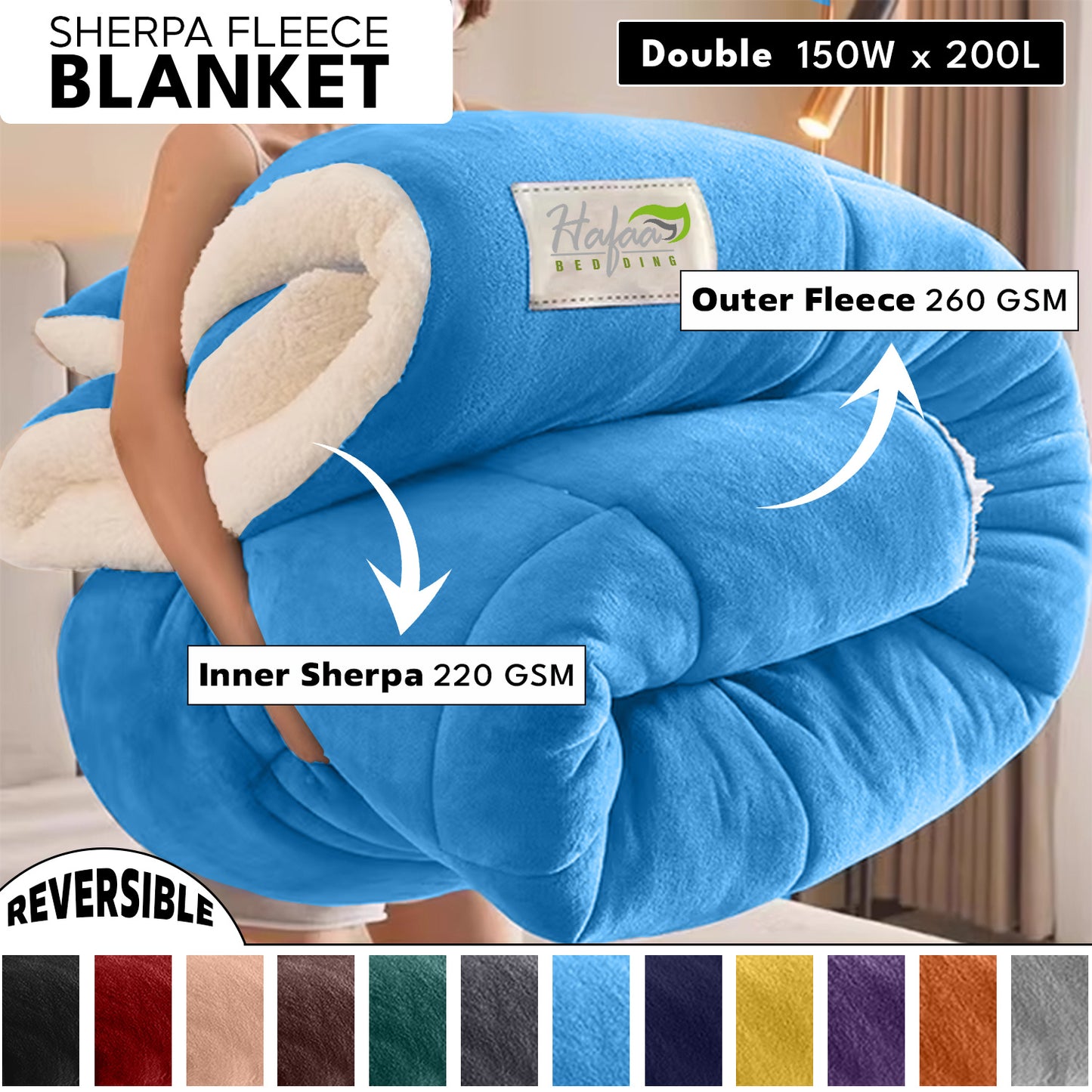 Soft Cozy Sherpa Blanket, Double-Sided Throw Blanket, Contemporary Design, Warm Throw for Couch, Bed, Office and Travel, Versatile All-Season, Perfect Holiday Gift