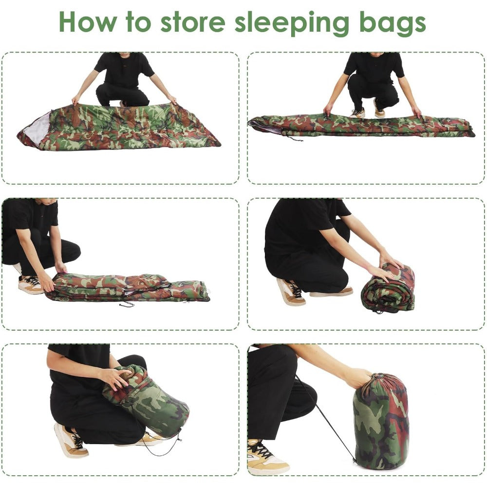 SINGLE SLEEPING BAGS CAMPING RECTANGULAR ENVELOPE ZIP UP ADULT