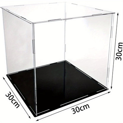 30x30x30cm Acrylic Display Case Clear Collectibles Model Display Shelf with Black Base for Toys Minifigures Collectibles