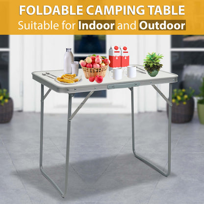 2.3ft Aluminum Folding Picnic Table | Lightweight & Portable Camping Table | Adjustable Height Outdoor Trestle Table for BBQ, Garden, Travel, & Events – Sturdy & Compact