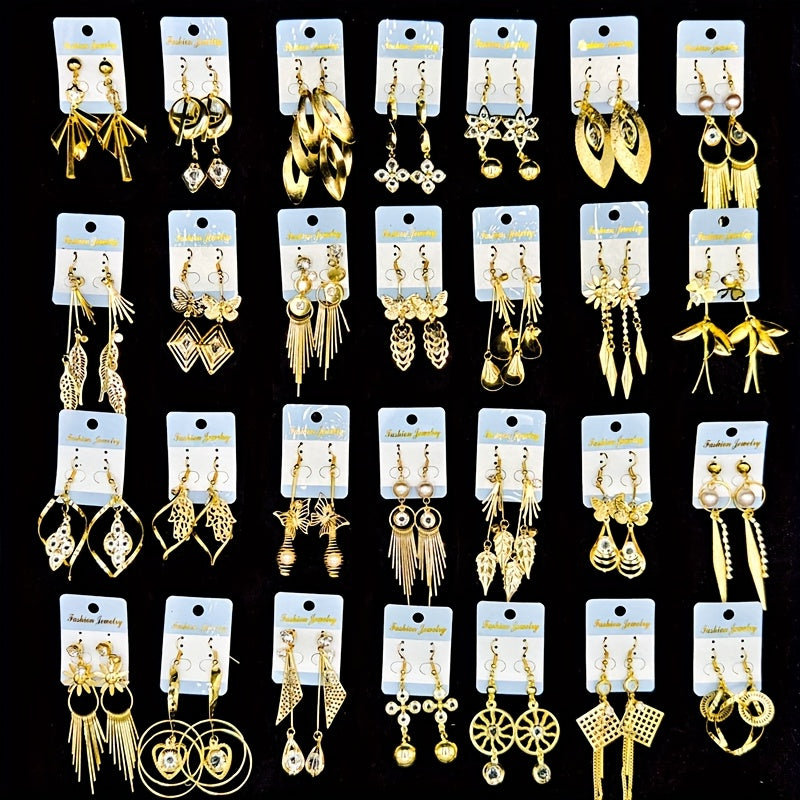 10 Pairs/lot Men's Jewelry Set Fashion and Elegant Cubic Synthetic Zirconia Multi-layer Pendant Tassels Earrings Butterfly Leaf Geometric Shape Exaggerated Bold Hollow Design Suitable for Gatherings Leisure Parties Gift Mixed Layered Women's Earrings Whol