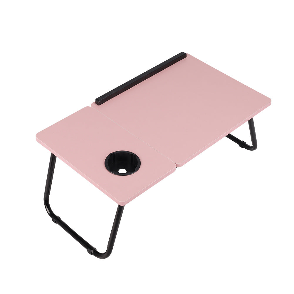 Portable Bed Table Foldable Laptop Desk Breakfast Tray For Bed Couch Folding Notebook Stand Adjustable Lap Desk With Cup Holder Ideal For Working Reading Writing 23.05*12.8*9.45 Inches Pink