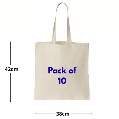 10pcs Natural Color Cotton Tote Bags – Blank Reusable Cotton Bags with Handles – Ideal for Printing, Sublimation, DIY Crafts, Grocery, Shopping, Gift & Event Use Pack of 10