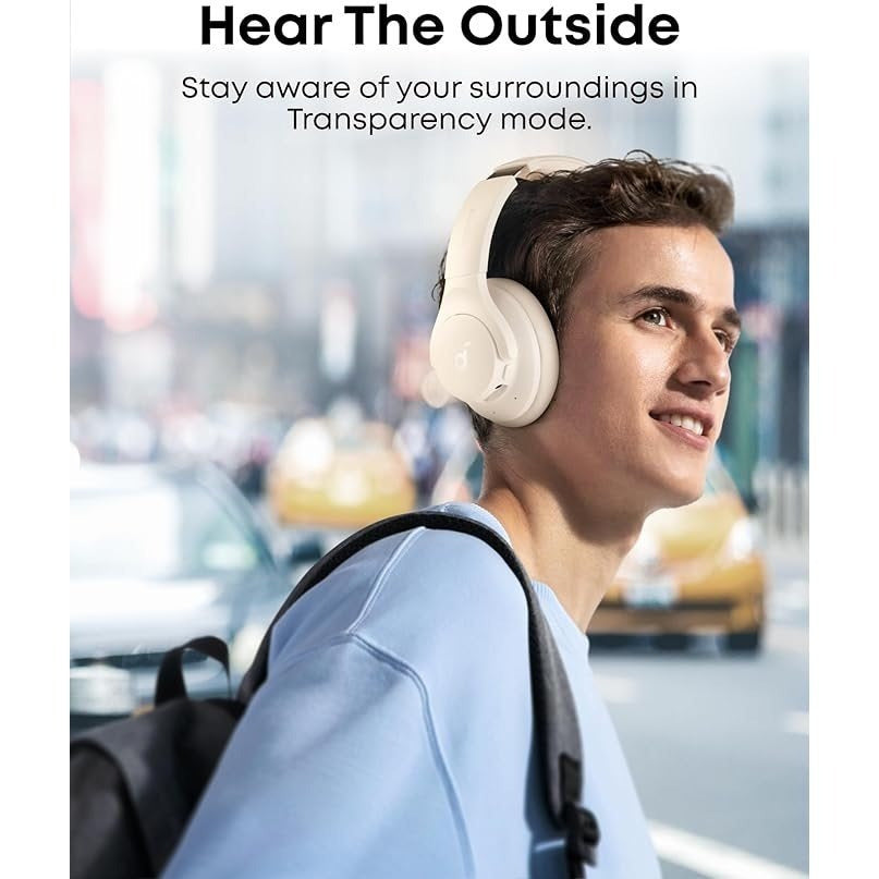 soundcore by Anker Q20i Hybrid Active Noise Cancelling Foldable Headphones, Wireless Over-Ear Bluetooth, 40H Long ANC Playtime, Hi-Res Audio, Big Bass, Customize via an App, Transparency Mode (Renewed)