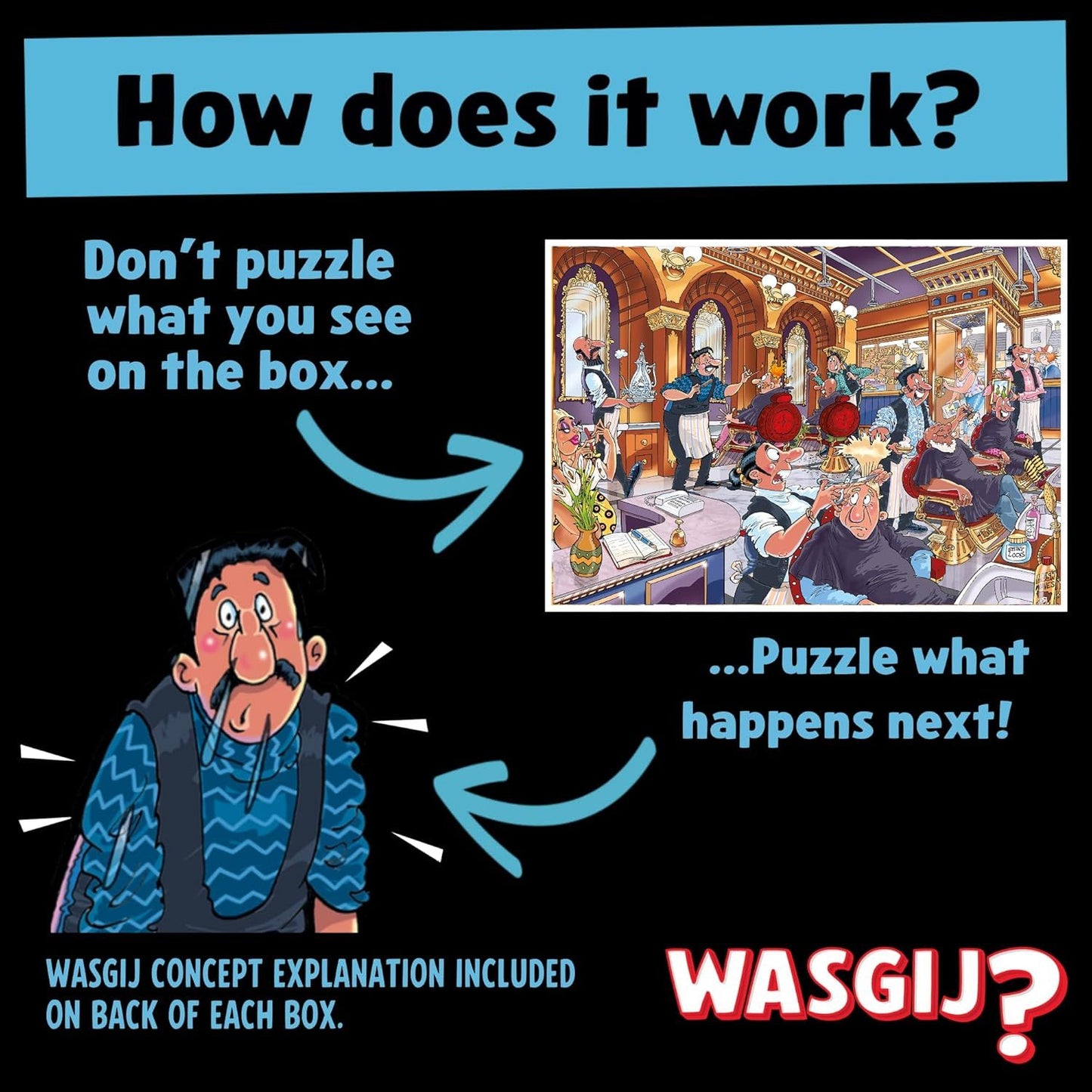 Wasgij Mystery 27, A Close Shave - Unique 1000 Piece Jigsaw Puzzles - Colourful, Challenging & Brainteasing 1000 Pcs Jigsaw Puzzle - Jumbo