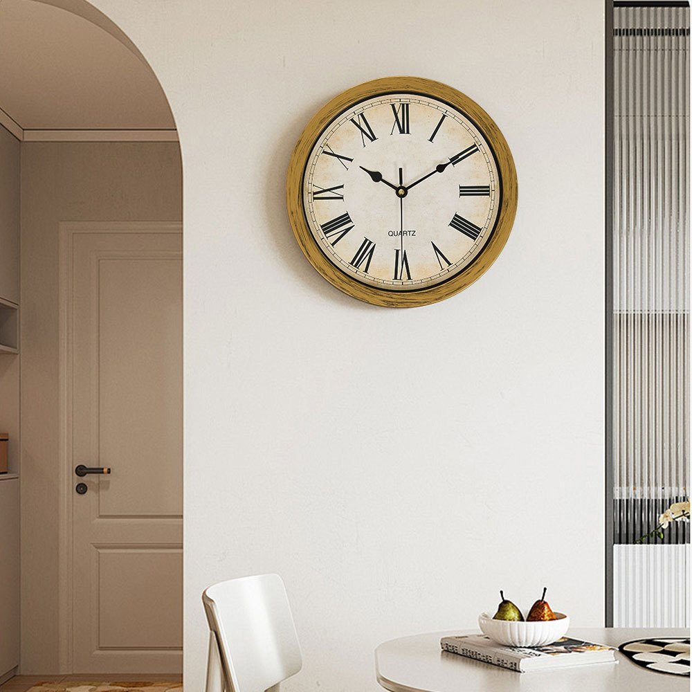 1PC multi-functional clock wall clock with fun thick frame and durable gold/white clock, 25*25*7CM