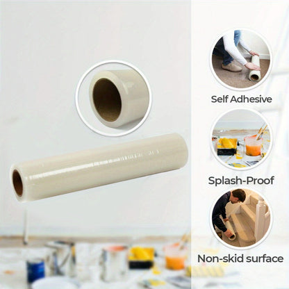 Clear Self-Adhesive Carpet Protector Film Roll 60cm x 100m PE Scratch Dust Resistant Easy Apply Remove for Carpet Stairs Corridors Hallways
