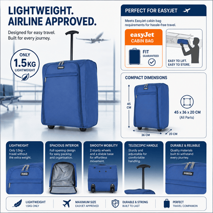ZAHRAB 45x36x20 Underseat Bag Lightweight Hand Luggage Cabin Bag Trolley with Wheels Flight Bags Suit Case