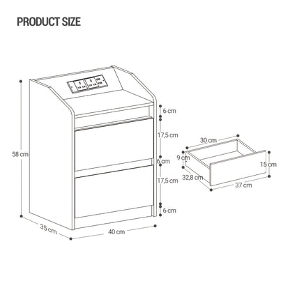 Bedside Tables, Side Table with LED Lights, Charging Station, USB Ports And Electrical Outlets, 2 Drawers, Ideal for Living Room And Bedroom, White