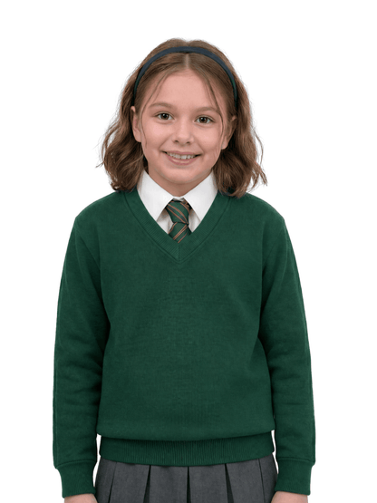 GW CLASSY OUTFIT Boys & Girls V-Neck School Jumper – Kids Unisex Long Sleeve Fleece Uniform Soft & Comfortable Sweatshirt