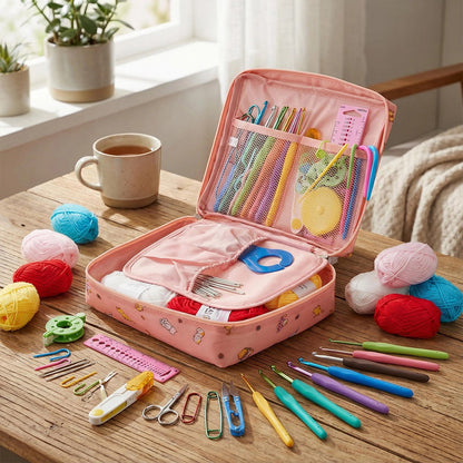 Crochet Kit for Beginners 59-Piece | Complete Set with Ergonomic Hooks, 5-Colour Yarn Balls & Zippered Storage Case | DIY Knitting Gift for Adults & Craft Enthusiasts