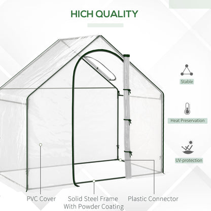 Walk In Mini Greenhouse Garden Outdoor Flower Planter Steel Frame w/ Zipped Door & Window, PE Cover, 180 x 100 x 168CM