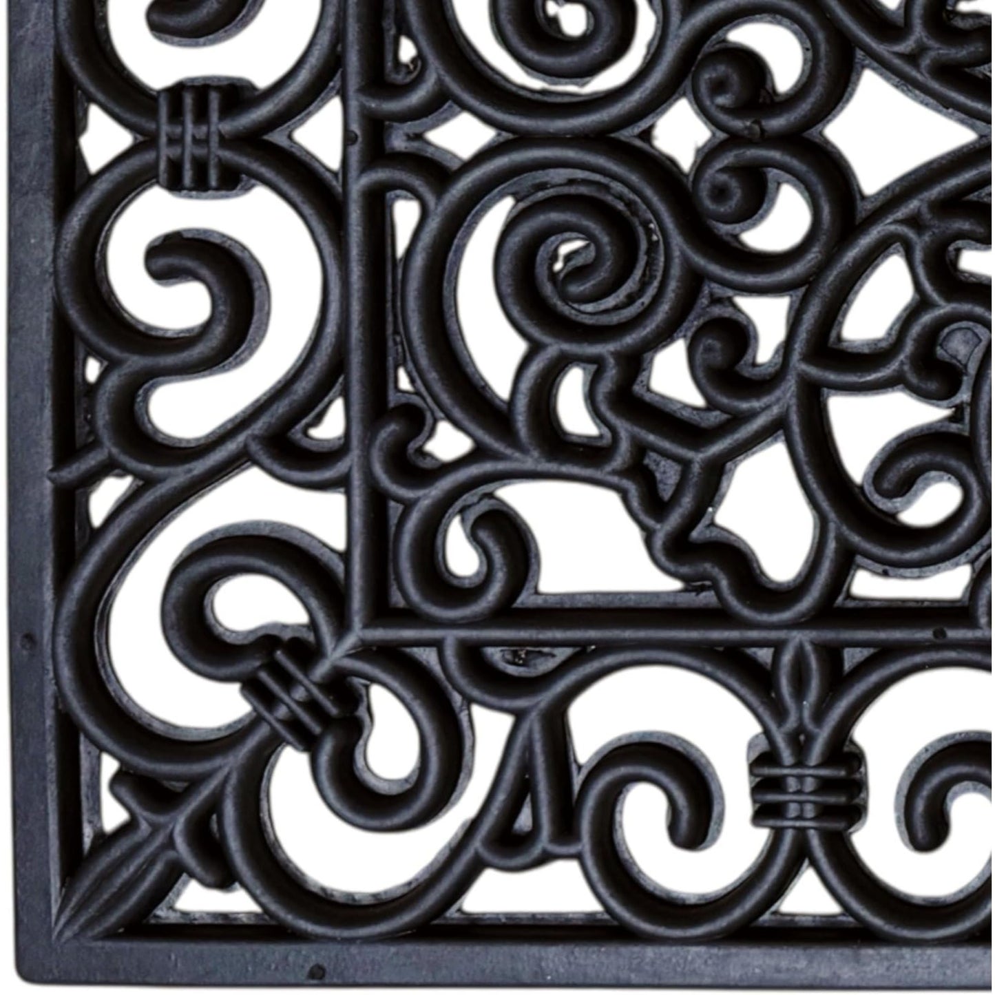 Decorative Rubber Door Mat 45x75cm – Heavy Duty Wrought Iron Effect Non-Slip Entrance Mat – Outdoor Mat with Drainage for Front Door, Patio, Garden & Back Door