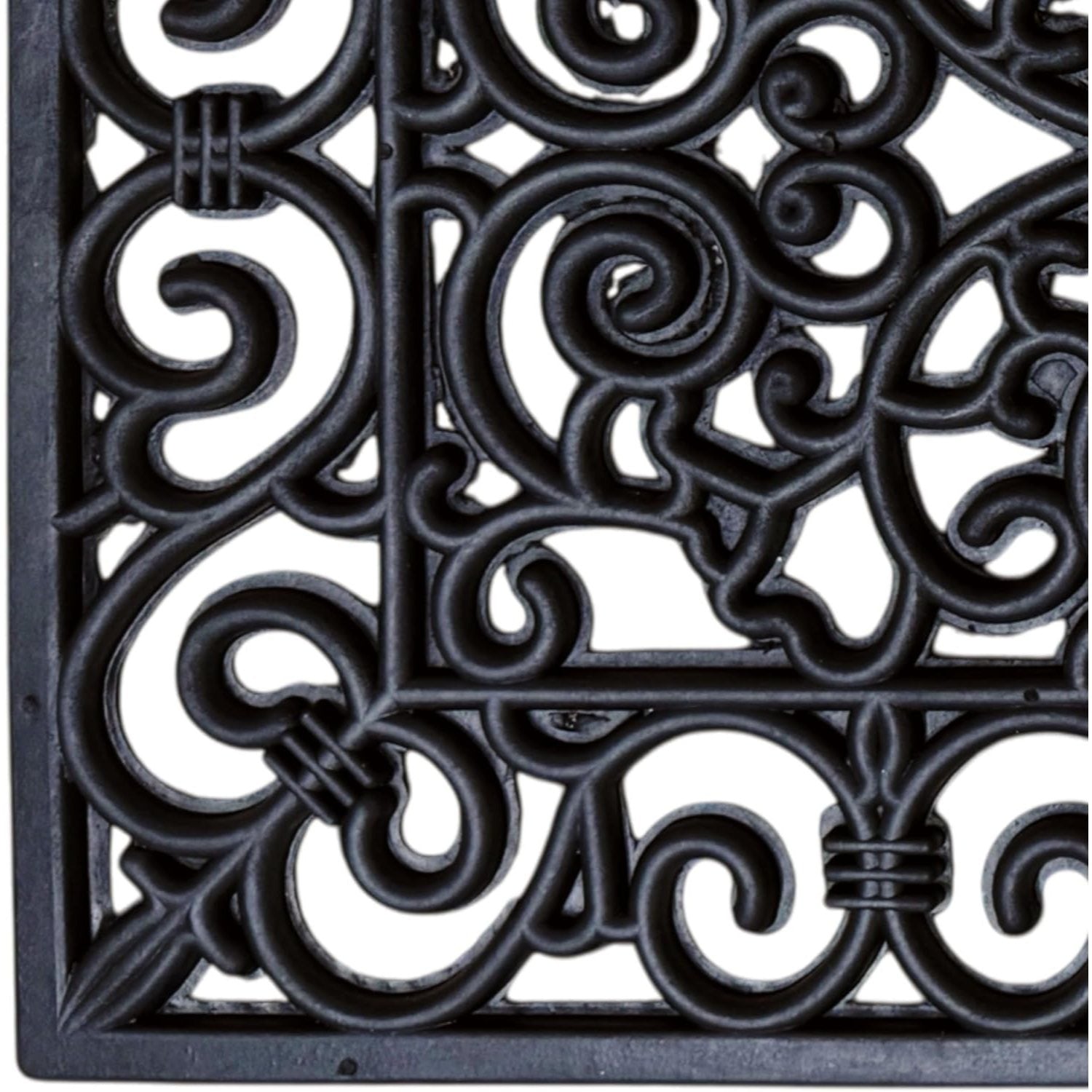 Rubber Door Mat 45x75cm Heavy Duty Wrought Iron Effect – Non-Slip Outdoor Entrance Mat with Drainage for Front Door, Back Door, Patio & Garden | Pack of 1 or 2