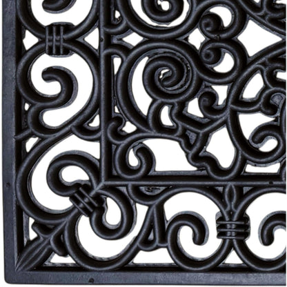 Decorative Rubber Door Mat 45x75cm – Heavy Duty Wrought Iron Effect Non-Slip Entrance Mat – Outdoor Mat with Drainage for Front Door, Patio, Garden & Back Door