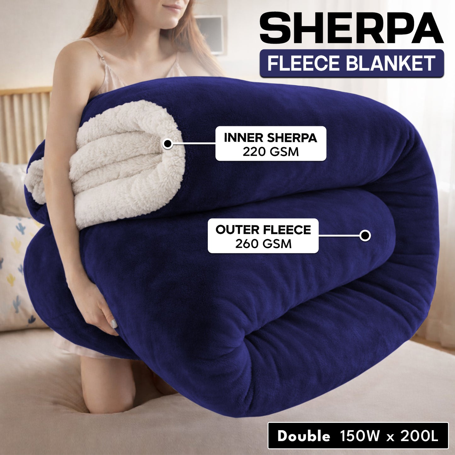 1pc Luxurious Double-Sided Sherpa Throw Blanket – Soft, Warm & Cozy Contemporary Blanket, Machine Washable, Perfect for Couch, Bed, Office & Travel, Ideal Gift