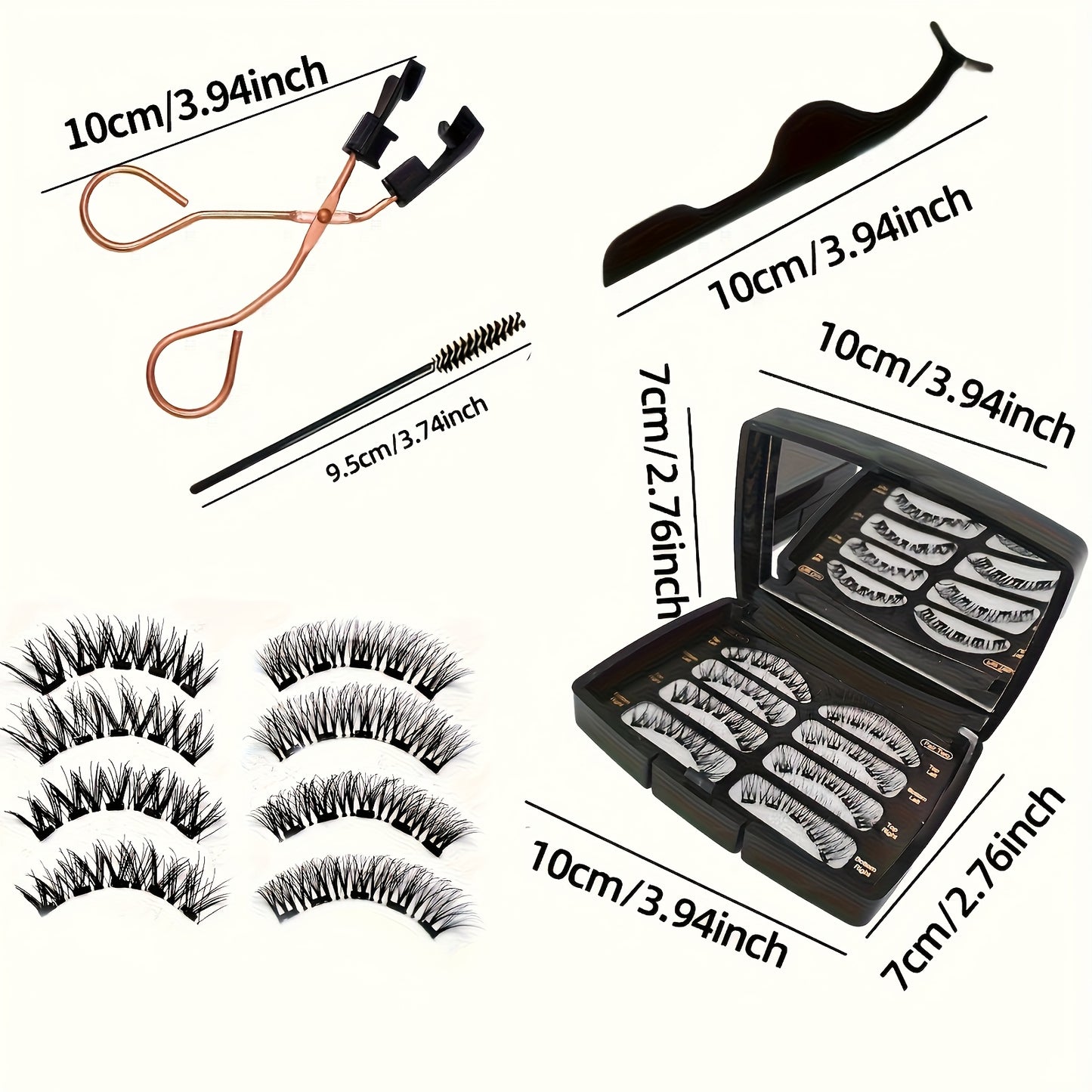 Eyelashes and Magnetic Clips, Magnetic Eyelash Brush with Magnetic False Eyelashes, In-Stock Stable Quantum Magnetic Eyelash Set, 3D False Eyelashes, Natural and Voluminous Magnetic Eyelash Set with Applicator - 7x Strong Hold, Reusable 3D Voluminous
