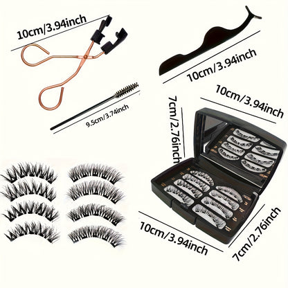 Eyelashes and Magnetic Clips, Magnetic Eyelash Brush with Magnetic False Eyelashes, In-Stock Stable Quantum Magnetic Eyelash Set, 3D False Eyelashes, Natural and Voluminous Magnetic Eyelash Set with Applicator - 7x Strong Hold, Reusable 3D Voluminous