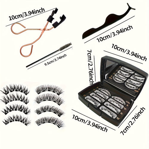 Eyelashes and Magnetic Clips, Magnetic Eyelash Brush with Magnetic False Eyelashes, In-Stock Stable Quantum Magnetic Eyelash Set, 3D False Eyelashes, Natural and Voluminous Magnetic Eyelash Set with Applicator - 7x Strong Hold, Reusable 3D Voluminous