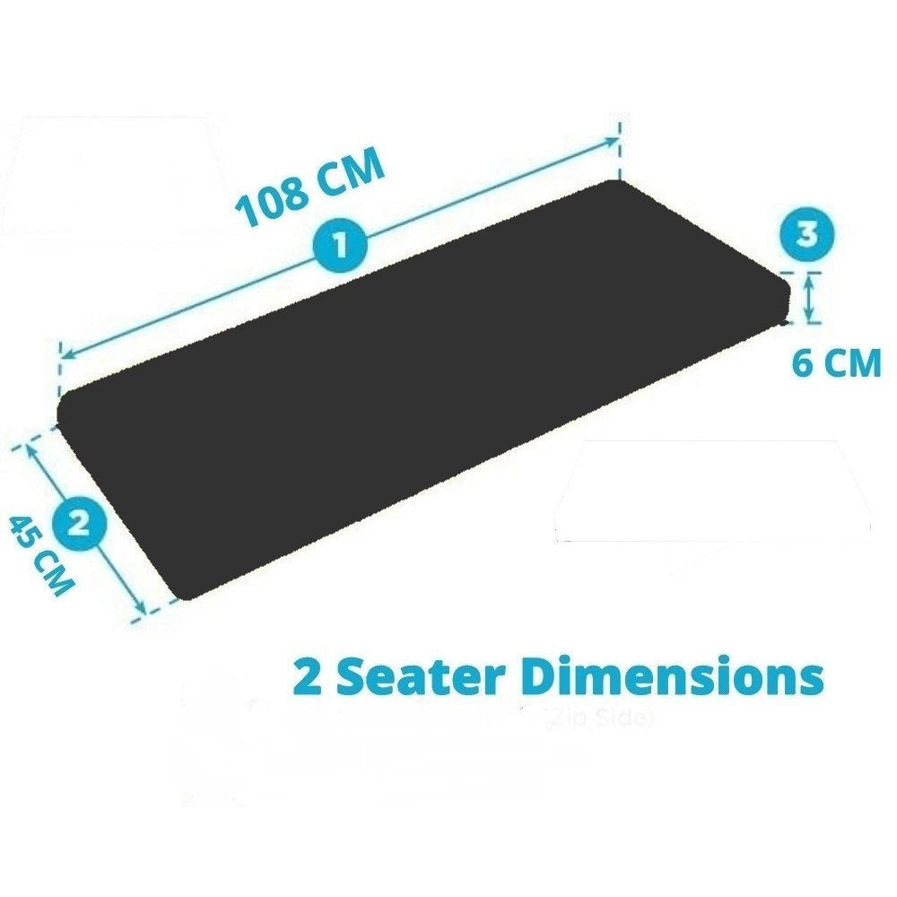 2 Seater Garden Bench Cushion 108x45x6cm – Water-Resistant Polyester Seat Pad, Removable Zip Cover for Outdoor & Indoor Bench