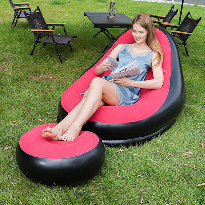 Multi-colour Everyday Outdoor Inflatable Sofa Set, PVC Material with Foot Pump, Portable Air Mattress with Footstool, Suitable for Picnics, Camping, Beach Trips, Travel and Home Use