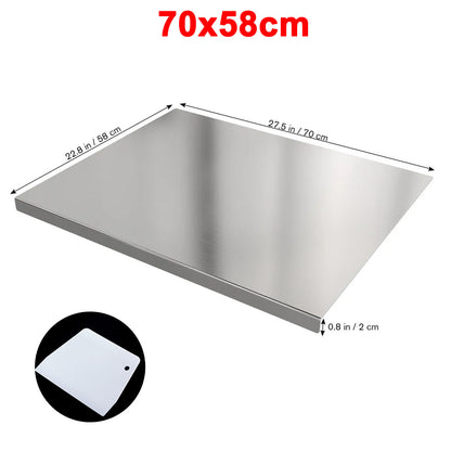 1PC 50*40cm/70*58cm Stainless Steel Chopping Board, Double-Sided Food Grade Stainless Steel, Smooth & Durable for Kitchen & Catering
