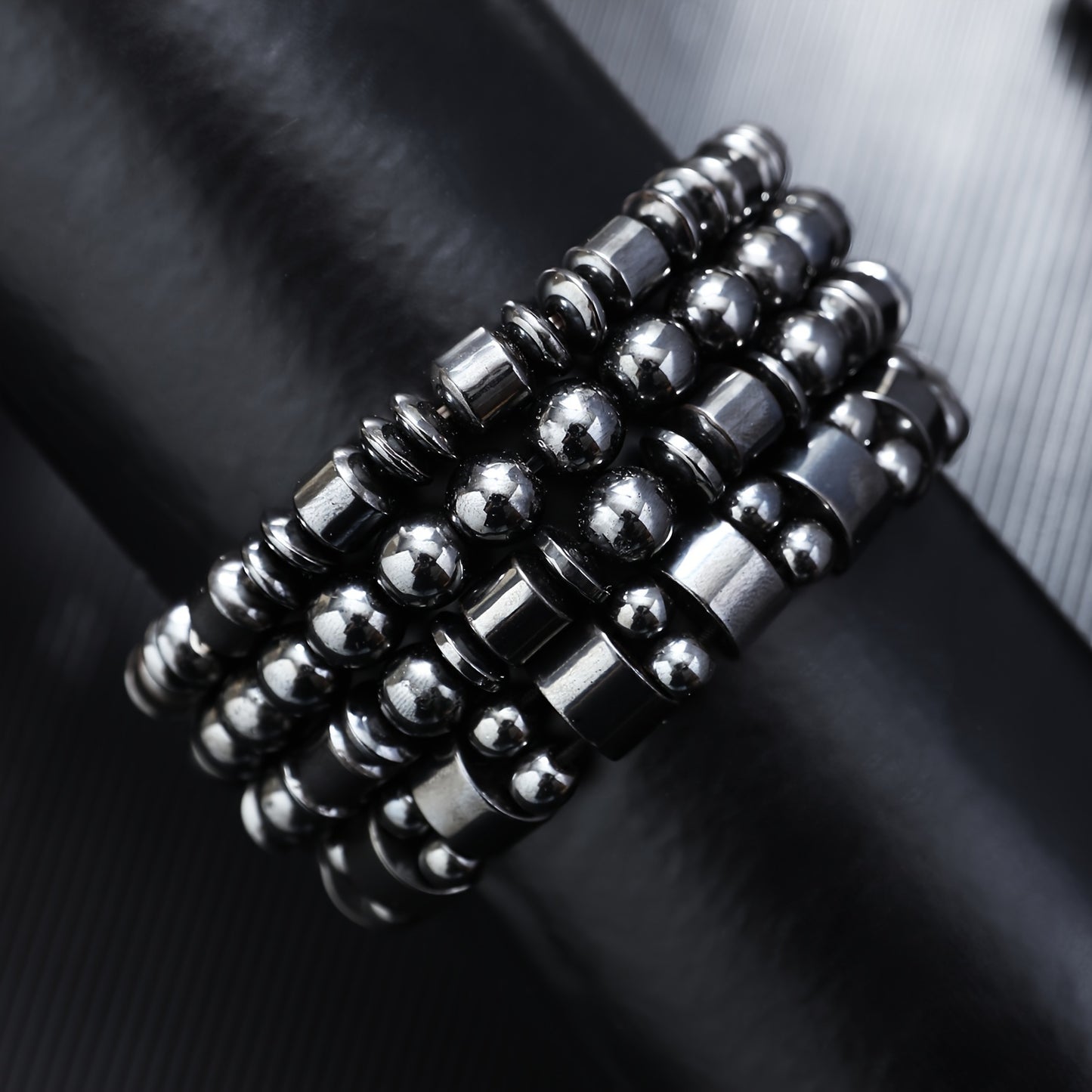 4pcs Men'S Fashion Sports Black bangle bracelet Handcrafted Retro-Style Body Jewelry Creative Handsome Gift