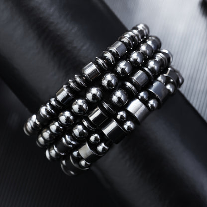 4pcs Men'S Fashion Sports Black bangle bracelet Handcrafted Retro-Style Body Jewelry Creative Handsome Gift