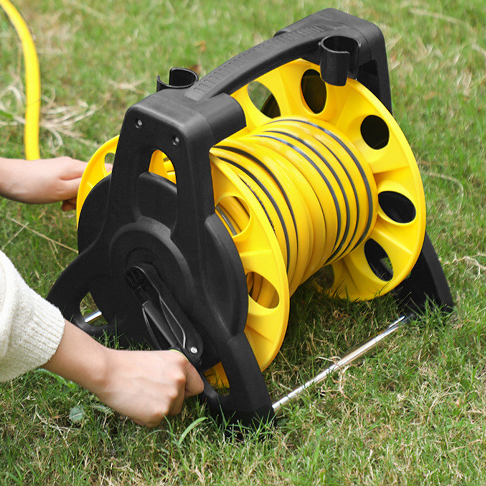 Complete Watering Kit/ Garden Hose Reel Trolley Portable With 20-50M Hose Pipe, Sprinkler Gun & Connector - Heavy Duty Watering System for Outdoor/Lawn/Car Wash (Yellow)
