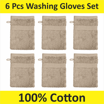 6 Pack Luxury 100% Cotton Wash Gloves – Ultra Soft Terry Cloth Bath & Body Mitts, Gentle Face Cleansing & Makeup Remover, Reusable SPA Mitt Set (16x21 cm, Multi-Color)