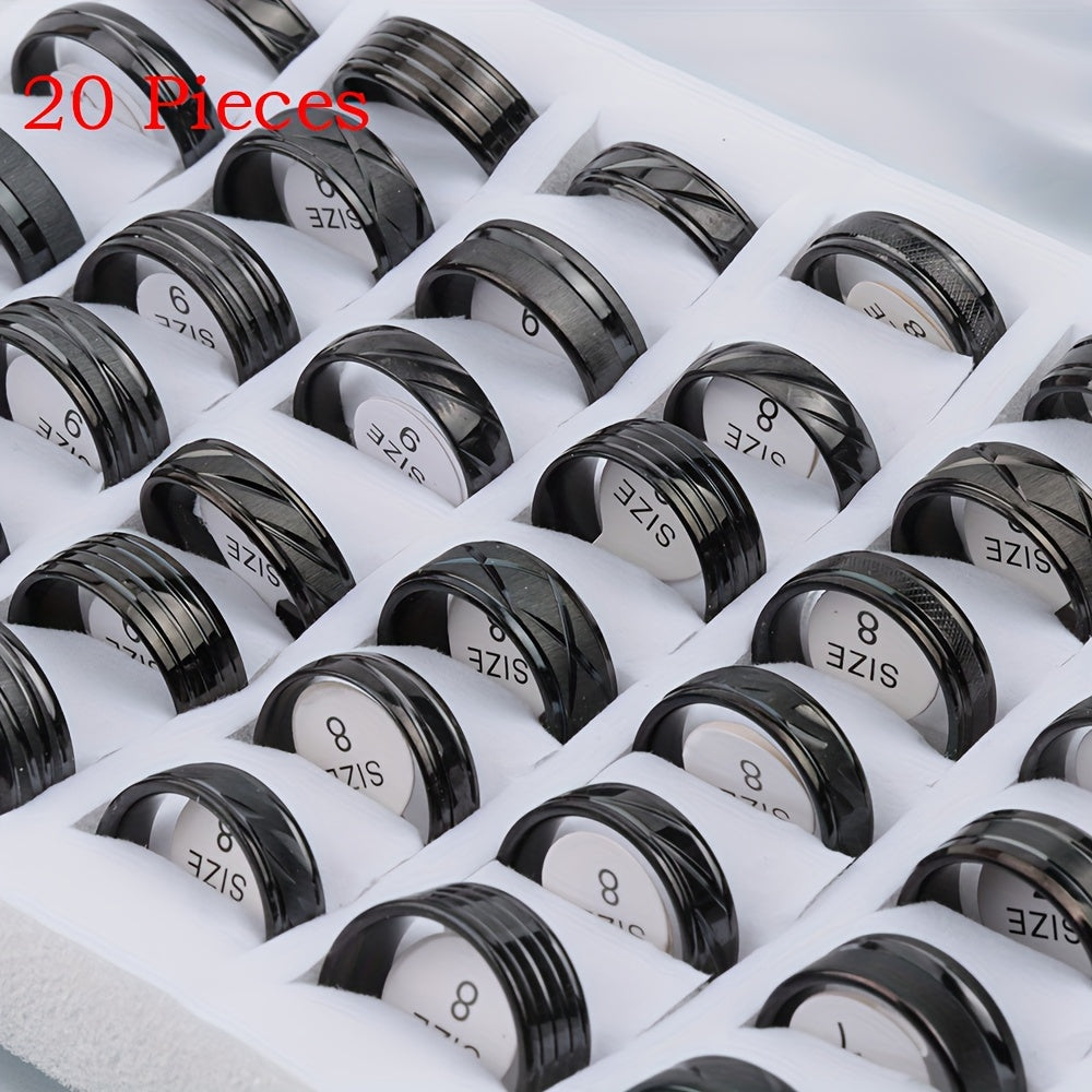 20pcs/Lot Stripe Waterproof Fashion High Quality Rings for Men