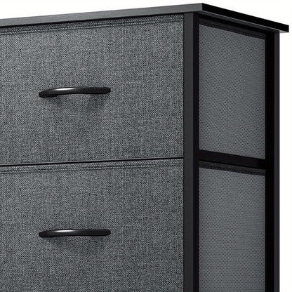 8 Drawers Dresser, Bedroom Dresser, Fabric Dresser with Wood Top, Drawer Storage Unit for Bedroom, Living Room, Black Gray