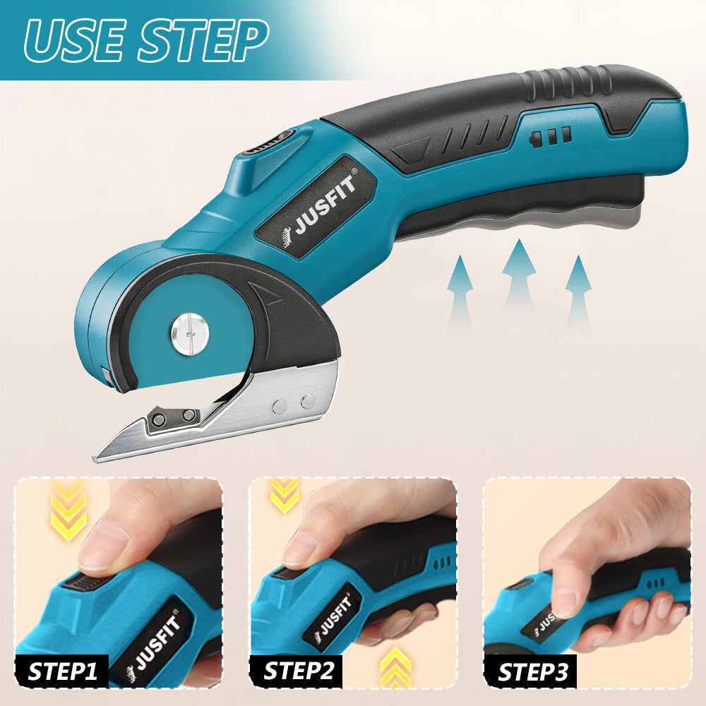 Machine ONLY Rechargeable Cordless Electric Scissors, Electric Fabric Scissors Cordless, USB Charging Fabric & Cardboard with Safety Lock, Powerful Handheld Scissor for Sewing, Crafting, Cardboard, Leather, Carpet, DIY & Garden Use, Time Saving Sewing Too