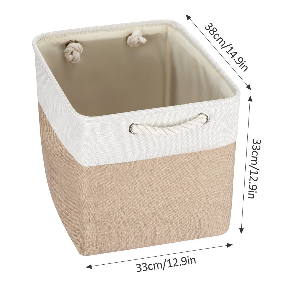 4x Collapsible Organiser 33x33x38 Cm Shelf Basket With Handles For Shelves Closets And Wardrobes Fabric Storage Basket