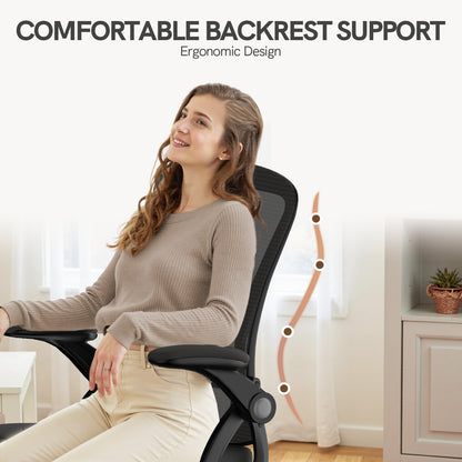 GartistGo Office Chair Ergonomic Desk with 90° Flip-up Armrest Lumbar Support, Height Adjustable Chair, Executive Swivel Computer Padded Seat Cushion for Home/Office
