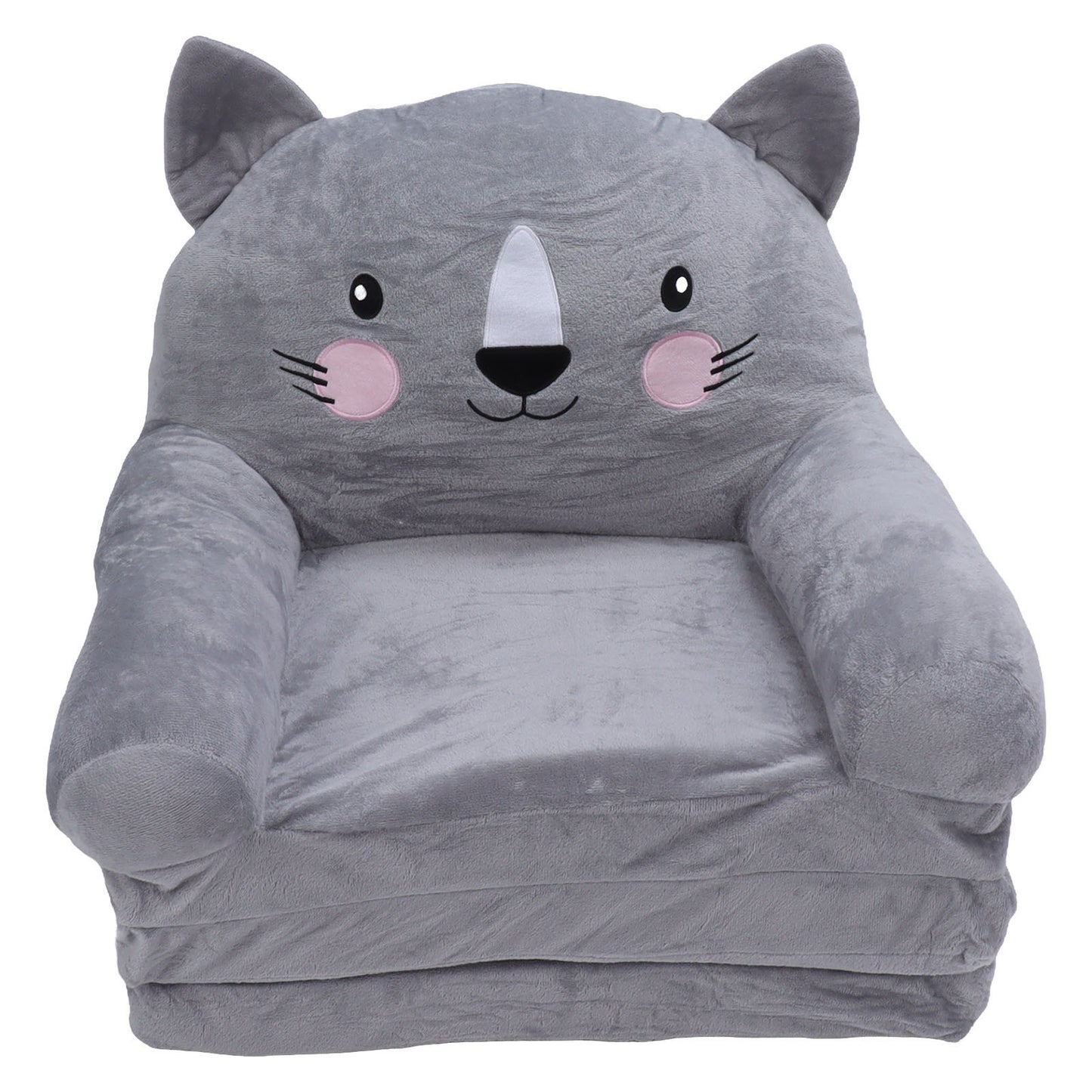 Foldable Kids Sofa Chair with Wide Handle & Soft Breathable Fabric Suitable for Reading, Relaxing, Sleeping - Modern 2-Layer Toddler Bed/Nursing Chair, Gray Furniture for Room, No Assembly Required