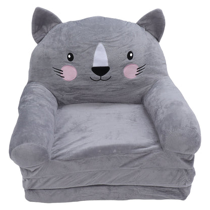 Foldable Kids Sofa Chair with Wide Handle & Soft Breathable Fabric Suitable for Reading, Relaxing, Sleeping - Modern 2-Layer Toddler Bed/Nursing Chair, Gray Furniture for Room, No Assembly Required